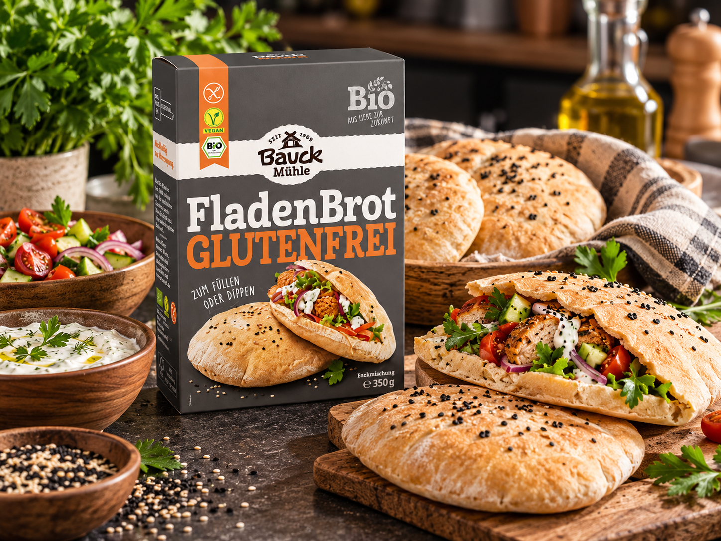 Bezlepková směs na FLADENBROT (placku) BIO 350 g - Bauck